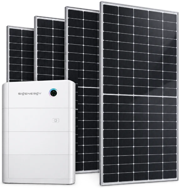 Sigenergy SigenStor with three battery modules, and solar panels