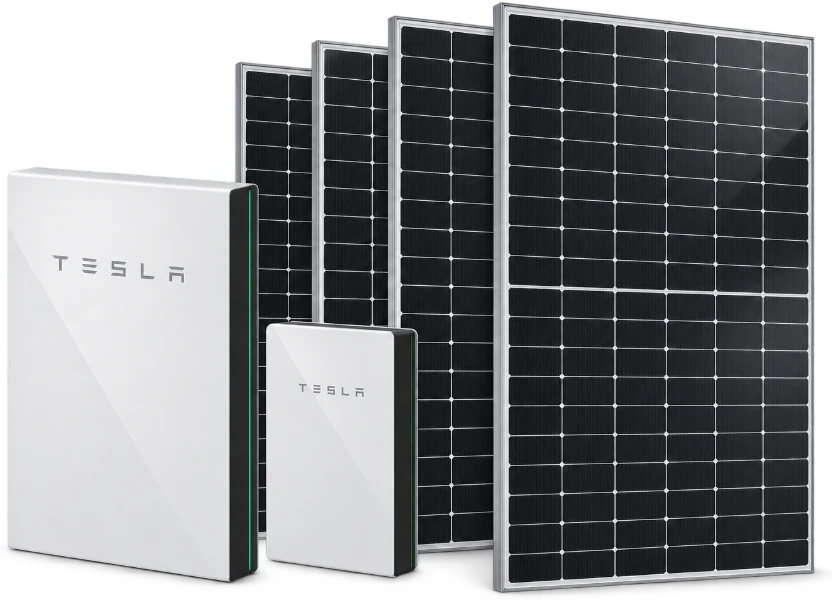 Tesla Powerwall battery with solar panels